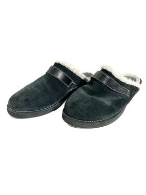 Cole Haan Nike Air Leather Suede Slip On Sheepskin Sherpa Fleece Lined Mule Clog